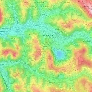 Topografische Karte Miramont, Höhe, Relief