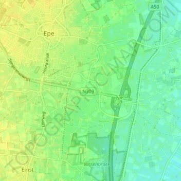 Topografische Karte Zuuk, Höhe, Relief