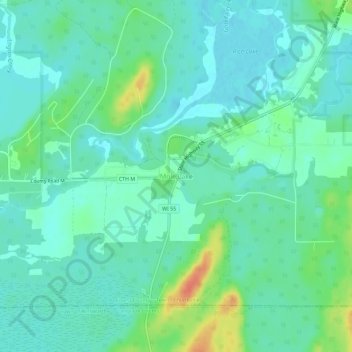 Topografische Karte Mole Lake, Höhe, Relief