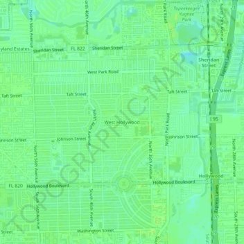 Topografische Karte West Hollywood, Höhe, Relief
