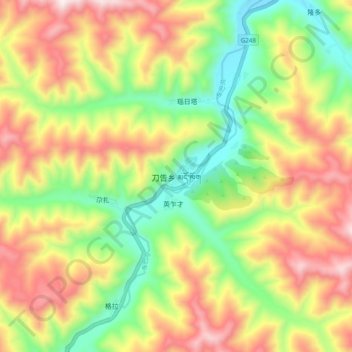 Topografische Karte 刀告乡, Höhe, Relief