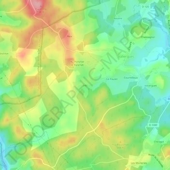 Topografische Karte Liez, Höhe, Relief