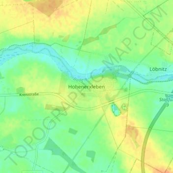 Topografische Karte Hohenerxleben, Höhe, Relief