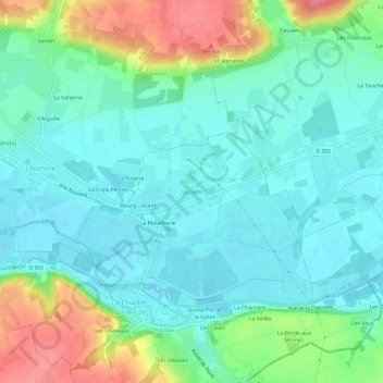 Topografische Karte La Gare, Höhe, Relief