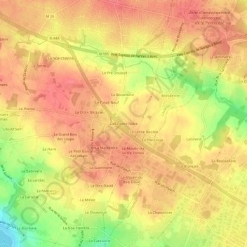 Topografische Karte LaBarriere Noire, Höhe, Relief