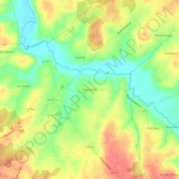 Topografische Karte Chez Vaslet, Höhe, Relief