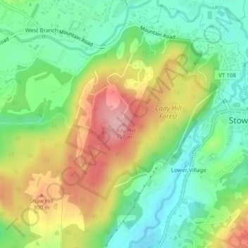 Topografische Karte Cady Hill, Höhe, Relief