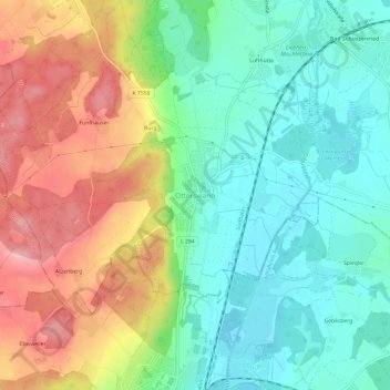 Topografische Karte Otterswang, Höhe, Relief