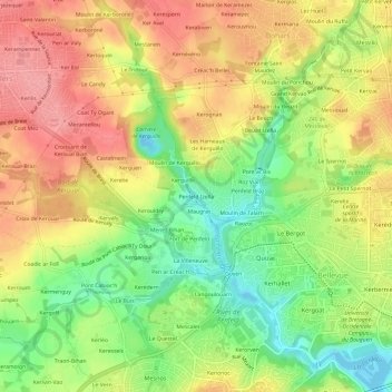 Topografische Karte Penfeld Izella, Höhe, Relief