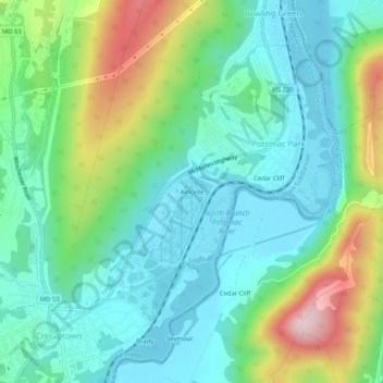 Topografische Karte Amcelle, Höhe, Relief