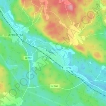 Topografische Karte Silverdalen, Höhe, Relief