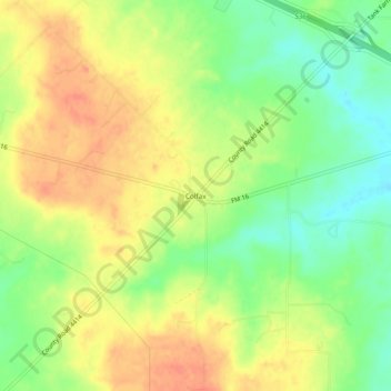 Topografische Karte Colfax, Höhe, Relief