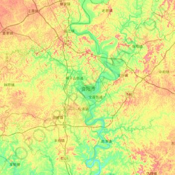 Topografische Karte 雁江区, Höhe, Relief