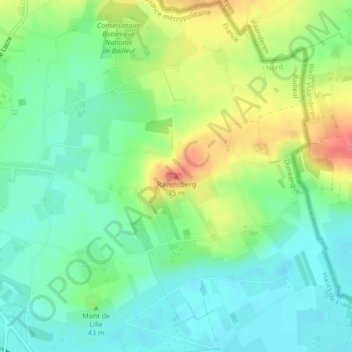 Topografische Karte Ravensberg, Höhe, Relief