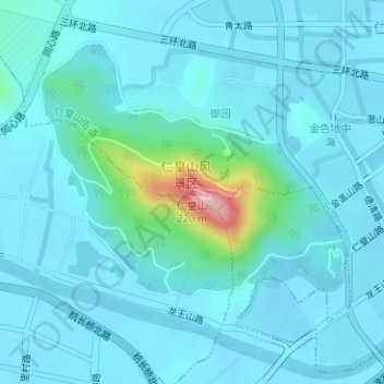 Topografische Karte 仁皇山, Höhe, Relief