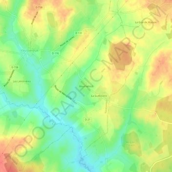 Topografische Karte Bouchetout, Höhe, Relief