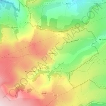 Topografische Karte Le Malnon, Höhe, Relief