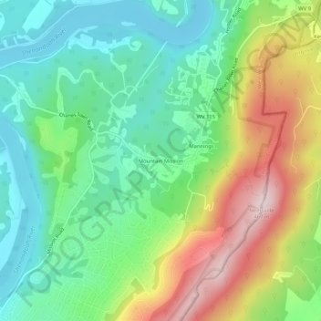 Topografische Karte Mountain Mission, Höhe, Relief