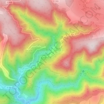 Topografische Karte Labastide-Esparbaïrenque, Höhe, Relief