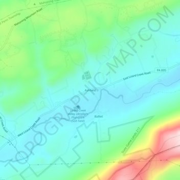 Topografische Karte Ashfield, Höhe, Relief