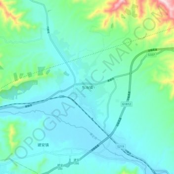 Topografische Karte 东冶镇, Höhe, Relief