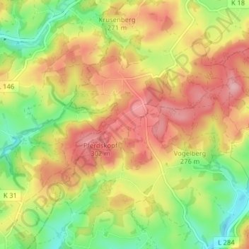 Topografische Karte Ommerborn, Höhe, Relief