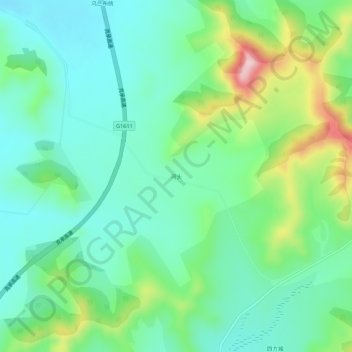 Topografische Karte 河头, Höhe, Relief