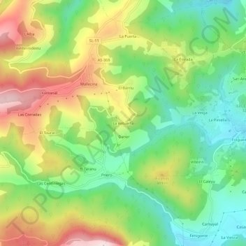 Topografische Karte La Retuerta, Höhe, Relief