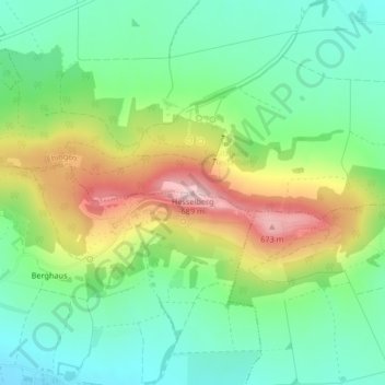 Topografische Karte Hesselberg, Höhe, Relief