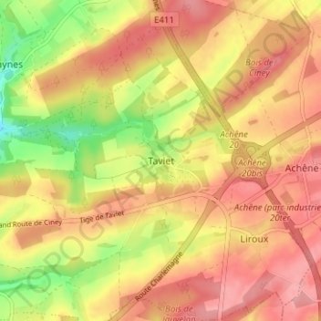 Topografische Karte Taviet, Höhe, Relief