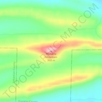 Topografische Karte Pinnacle Mountain, Höhe, Relief