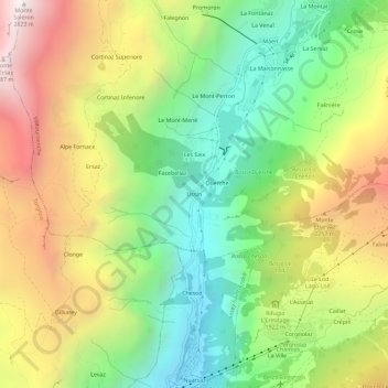 Topografische Karte Ussin, Höhe, Relief