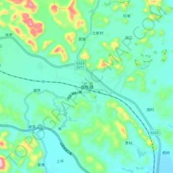Topografische Karte 德胜镇, Höhe, Relief