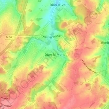 Topografische Karte Dion-le-Mont, Höhe, Relief