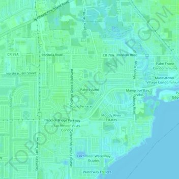 Topografische Karte Palm Island, Höhe, Relief