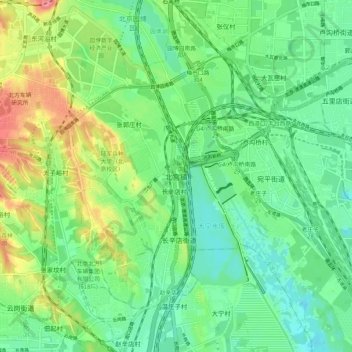 Topografische Karte 北宫镇, Höhe, Relief