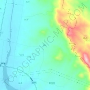 Topografische Karte 富川, Höhe, Relief