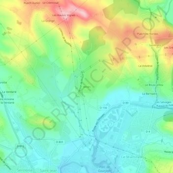Topografische Karte Véries, Höhe, Relief
