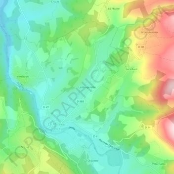 Topografische Karte La Brugerette, Höhe, Relief