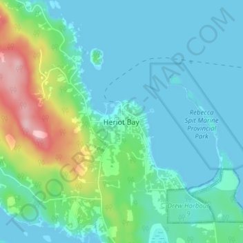 Topografische Karte Heriot Bay, Höhe, Relief