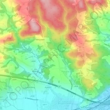 Topografische Karte Fürholz, Höhe, Relief