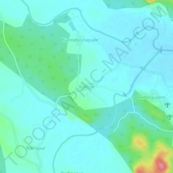 Topografische Karte Kothur, Höhe, Relief