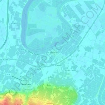 Topografische Karte Port de Genissac, Höhe, Relief