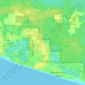 Topografische Karte Blue Mountain, Höhe, Relief