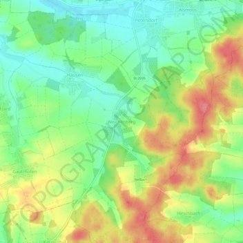 Topografische Karte Weichenberg, Höhe, Relief