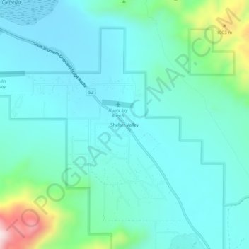Topografische Karte Shelter Valley, Höhe, Relief