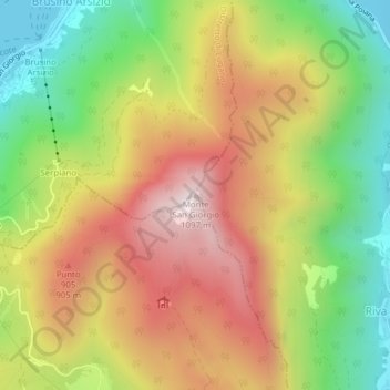 Topografische Karte Monte San Giorgio, Höhe, Relief