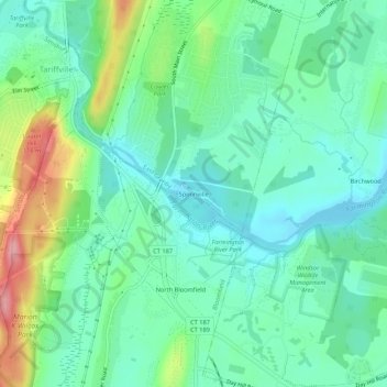 Topografische Karte Spoonville, Höhe, Relief
