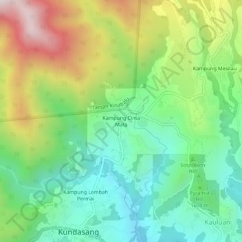 Topografische Karte Kampung Cinta Mata, Höhe, Relief