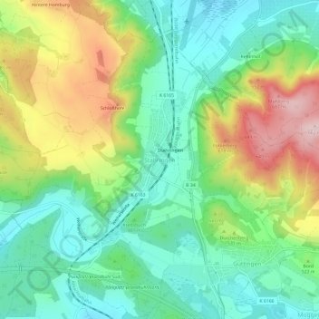 Topografische Karte Stahringen, Höhe, Relief